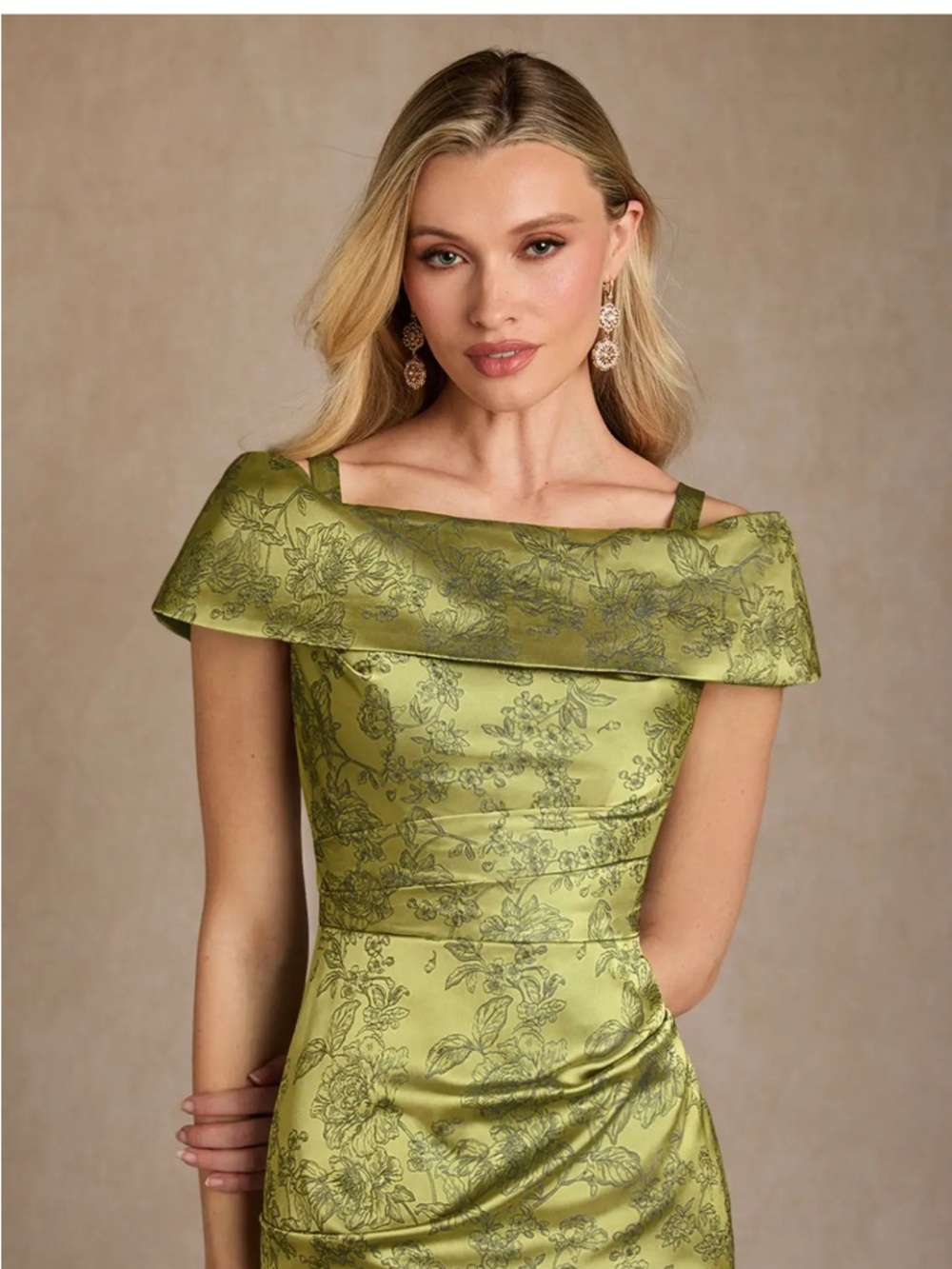 Azazie Kenosha - Olive Green Strapless Jacquard Evening Gown - Picture 7 of 9